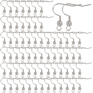 100Pcs Brass French Hooks with Coil and Ball, Ear Wire, Real Platinum Plated, 21x21x4mm, Hole: 2mm, Pin: 0.8mm(KK-SC0003-61P)