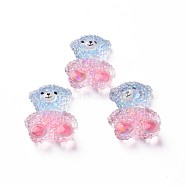 Transparent Epoxy Resin Cabochons, with Glitter Powder, Bear, Light Sky Blue, 22x17.5x8mm(CRES-S365-27A)