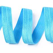 Plain Elastic Band, Webbing Garment Sewing Accessories, Deep Sky Blue, 5/8 inch(15mm), about 50yards/roll(NWIR-O010-04A)