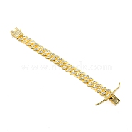 Zinc Alloy Cuban Link Chain Bracelets, with Crystal Rhinestones, Golden, 7-3/4 inch(19.8cm)(BJEW-SZC0005-01)