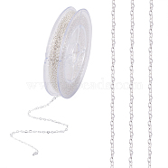 Soldered Brass Heart Chains, with Spool, Silver Color Plated, 1.8x2.4x0.4mm, about 39.37 Feet(12m)/roll(CHC-T008-03S)
