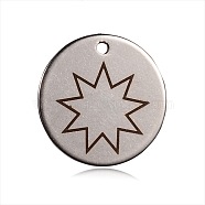 Spray Painted Stainless Steel Pendants, Flat Round with Star Pattern, Peru, 20x1mm, Hole: 1mm(STAS-F078-09P)