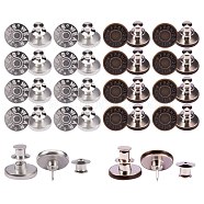 16 Sets 2 Styles Iron Button Pins for Jeans, Garment Accessories, Flat Round, Mixed Color, 17x15mm, 8 sets/style(IFIN-SZ0001-011)