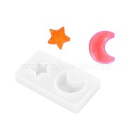 Silicone Molds, Resin Casting Molds, For UV Resin, Epoxy Resin Jewelry Making, Star & Moon, White, 73x36x10.5mm, Inner size: 17~29mm(X-DIY-L005-05)