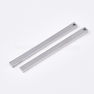 201 Stainless Steel Pendants, Bar, Stainless Steel Color, 49.5x3.5x1.5mm, Hole: 1.5mm(X-STAS-T052-07P)