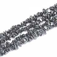 Non-magnetic Synthetic Hematite Beads Strands, Chip, 5~11x3~9x1~9mm, Hole: 1mm, about 200~300pcs/strand, 33.8 inch(X-G-S314-02)