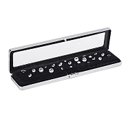 Iron Gemstone Display Boxes, Jewelry Container with Velvet and Glass, Rectangle, Platinum, 200x52x17mm, Inner Diameter: 19.5x0.6cm(CON-WH0084-30P)