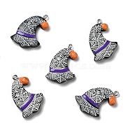 Halloween Opaque Resin Pendants, with Platinum Tone Iron Loops, Witch Hat, Colorful, 31.5x21x5mm, Hole: 2mm(RESI-B011-02)