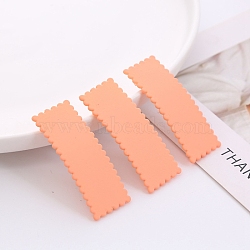 Frosted Plastic Snap Hair Clips, with Metal Clip, for Women and Girls, Waved Rectangle, Light Salmon, 55x20mm(OHAR-PW0001-457A)
