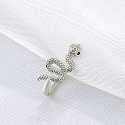 Brass Snake Clip on Nose Rings, Stainless Steel Color, 15mm(WGF4B6F-02)