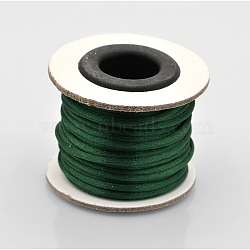 Macrame Rattail Chinese Knot Making Cords Round Nylon Braided String Threads, Satin Cord, Dark Green, 2mm, about 10.93 yards(10m)/roll(NWIR-O002-07)