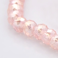 AB Color Plated Faceted Rondelle Electroplate Glass Beads Strands, Lavender Blush, 6x4mm, Hole: 1mm, about 85pcs/strand, 16 inch(GLAA-A024D-AB05)
