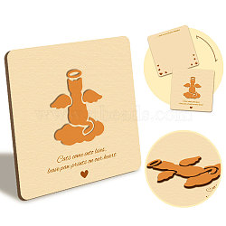 Wooden Commemorative Cards, Square, Cat Shape, 130x130x4mm(WOOD-WH0040-001)