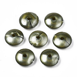 Opaque Acrylic Beads, Flat Round, Dark Olive Green, 10x4mm, Hole: 1.5mm, about 2300pcs/500g(OACR-N131-019B)