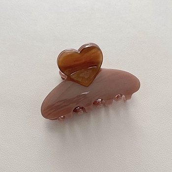 Heart Cellulose Acetate(Resin) Claw Hair Clips, for Women Girls, Saddle Brown, 58x35mm