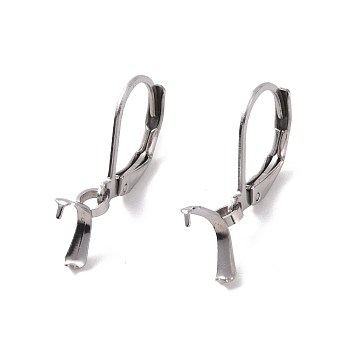 304 Stainless Steel Leverback Earring Findings, with Ice Pick Pinch Bails, Stainless Steel Color, 23.5mm, Pin: 0.5mm