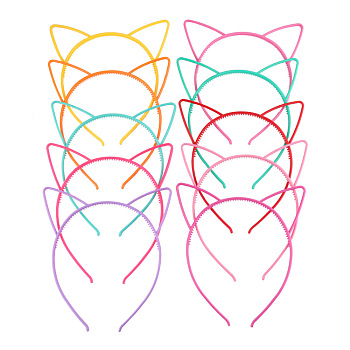 Cute Cat Ear Plastic Hair Bands, Hair Accessories for Girls, Random Single Color or Random Mixed Color, 165x145x6mm