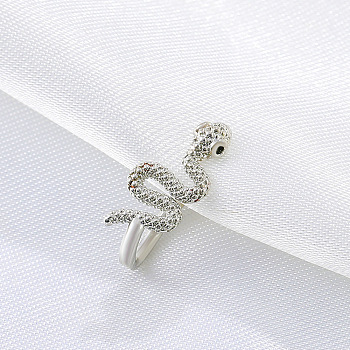 Brass Snake Clip on Nose Rings, Stainless Steel Color, 15mm