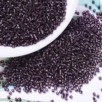MIYUKI Delica Beads, Cylinder, Japanese Seed Beads, 11/0, (DB0611) Dyed Silver Lined Wine, 1.3x1.6mm, Hole: 0.8mm, about 20000pcs/bag, 100g/bag