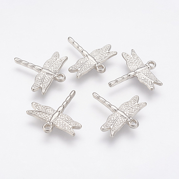 CCB Plastic Pendants, Dragonfly, Platinum, 25x24x2.5mm, Hole: 2mm