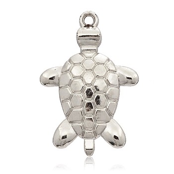 Tortoise CCB Plastic Pendants, Platinum, 48x33x10mm, Hole: 3mm