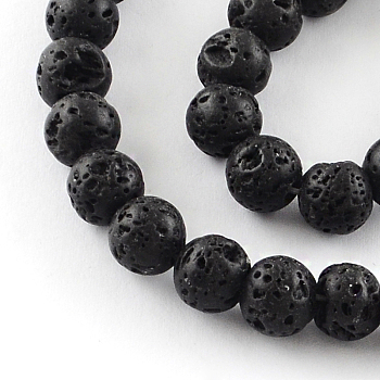 Dyed Natural Lava Rock Gemstone Round Bead Strands, 8~9mm, Hole: 1mm, about 50pcs/strand, 15.7 inch
