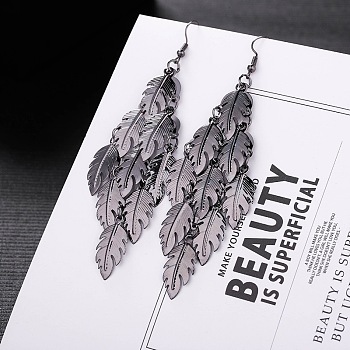 Metal Tassel Dangle Earrings, Leaf