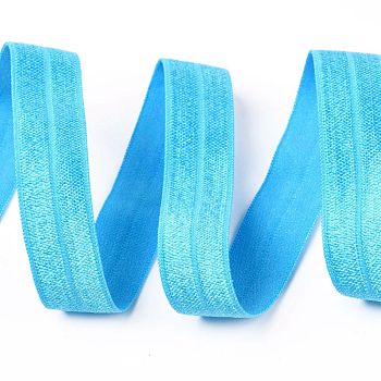 Plain Elastic Band, Webbing Garment Sewing Accessories, Deep Sky Blue, 5/8 inch(15mm), about 50yards/roll