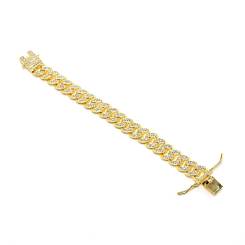 Zinc Alloy Cuban Link Chain Bracelets, with Crystal Rhinestones, Golden, 7-3/4 inch(19.8cm)