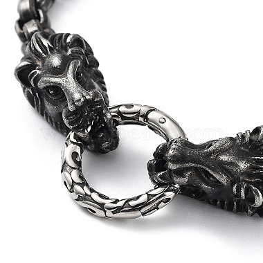 304 bracelets chaînes tête de lion en acier inoxydable pour hommes et femmes(BJEW-D031-27B)-2