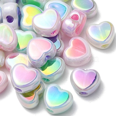 32 pièces 4 couleurs placage uv arc-en-ciel perles acryliques irisées(OACR-YW0001-32A)-2