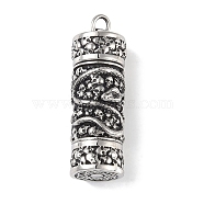 Openable 316 Surgical Stainless Steel Urn Ashes Pendants, with Jump Ring, Column Charm, Antique Silver, Snake, 46x15x13.5mm, Hole: 6.5mm(STAS-E212-29AS-03)