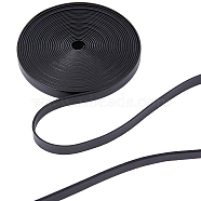 Flat Leather Jewelry Cord, Jewelry DIY Making Material, Black, 10x1.4mm, about 5.47 Yards(5m)/Roll(WL-GF0001-06A-01)