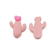 Opaque Resin Cabochons, Frosted, Cactus with Heart, Pink, 25x18x6.5mm(RESI-WH0026-07C)