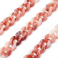 Acrylic Curb Chains, Light Coral, Link: 13x10~10.5x2.5~3mm, about 70cm/strand, 27.56 inch(SACR-P065-R07)