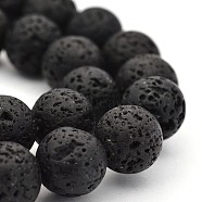Dyed Lava Rock Round Beads Strands, Black, 12mm, Hole: about 2.5~3mm, about 33pcs/strand, 15.3 inch(G-J276-13-12mm)