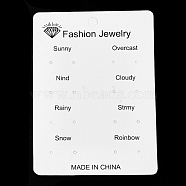 Paper Jewelry Display Cards, Earring Display Cards, Rectangle, WhiteSmoke, 11x8x0.05cm, Hole: 6mm and 2mm(CDIS-M005-28)
