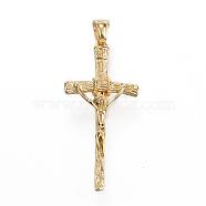 304 Stainless Steel Pendants, For Easter, Crucifix Cross, Golden, 44x21x6mm, Hole: 4x6mm(STAS-G093-33G)