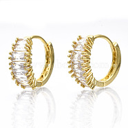 Sparkle Cubic Zirconia Huggie Hoop Earrings for Girl Women, Nickel Free, Real 16K Gold Plated, 18x19x7.5mm, Pin: 1mm(EJEW-N015-15-NF)