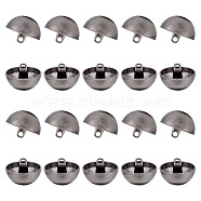 20Pcs 1-Hole Alloy Shank Buttons, Half Round, Gunmetal, 22x17mm, Hole: 2.5mm(FIND-UN0002-83B)