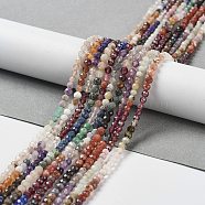 Natural & Synthetic Mixed Gemstone Beads Strands, Round Beads, Faceted, 3~3.5x3mm, Hole: 0.5mm, about 129~132pcs/strand, 15.16''~15.55''(38.5~39.5cm)(G-D080-A01-02)