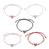 Handmade Japanese Seed Heart Link Bracelets, Adjustable Bracelet for Women, Mixed Color, Inner Diameter: 4-3/8 inch(11cm)(BJEW-MZ00012)