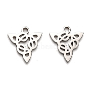 316 Surgical Stainless Steel Charms, Laser Cut, Trinity Knot Charm, Stainless Steel Color, 13x12x1mm, Hole: 1.6mm(STAS-H190-03P-01)