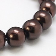 Glass Pearl Round Loose Beads For Jewelry Necklace Craft Making, Saddle Brown, 6mm, Hole: 1mm, about 140pcs/strand(X-HY-6D-B40)