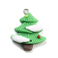 Christmas Theme Opaque Resin Pendants, with Platinum Tone Iron Loops, Christmas Tree, 30x24x7.5mm, Hole: 2mm(RESI-F054-A09)