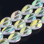 Synthetic Moonstone Beads Strands, Holographic Beads, Dyed, Twist, Clear AB, 18x13x7mm, Hole: 1mm, about 21pcs/strand, 14.9 inch(G-S285-01)