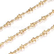 3.28 Feet Ion Plating(IP) 304 Stainless Steel link Chains, Star, Soldered, Golden, 10x4.5x1mm(X-CHS-K007-09G)