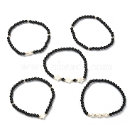 5Pcs 5 Style Synthetic Black Stone & Pearl & Shell Star Beaded Stretch Bracelets Set, Inner Diameter: 1-3/4~1-3/4 inch(4.3~4.5cm), 1Pcs/style(BJEW-JB09495-02)