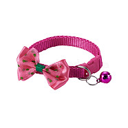 Adjustable Collar, Nylon Candy Color Pet Bowknot Bow Tie, with Bell, Deep Pink, 19~32cm(MP-TAC0005-A08)