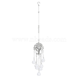 Alloy Tree of Life Pendant Decorations, Hanging Suncatcher, Glass Round Charms for Home Office Garden Decoration, WhiteSmoke, 408mm(AJEW-Q144-01AS-01)